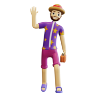 3d summer character greeting holiday png