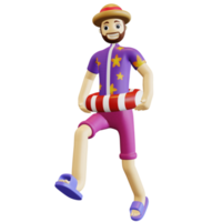 3d summer character go to beach png