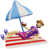 3d summer character happy relax png