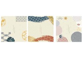 Japanese background with geometric pattern vector. Asian icon and crest symbol with abstract template. vector