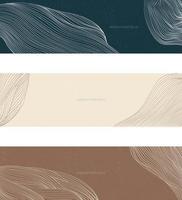 Abstract landscape banner with line pattern vector. Curve background with liquid shape. vector