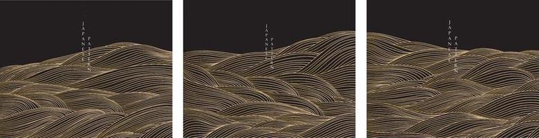 Japanese background with line wave pattern vector. Abstract banner. Mountain layout design in vintage style. vector