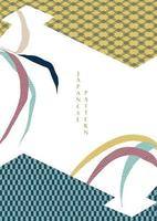 Japanese background with geometric pattern vector. Bamboo elements with Asian traditional template in vintage style. vector