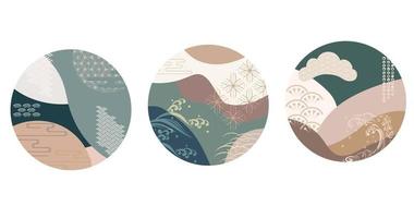 Japanese background vector. Hand drawn wave elements. Asian traditional icon and symbol with abstract template. vector