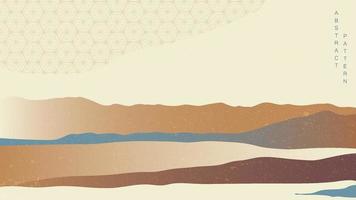 Japanese background with line wave pattern vector. Abstract template with geometric pattern. Mountain landscape design in vintage style. vector