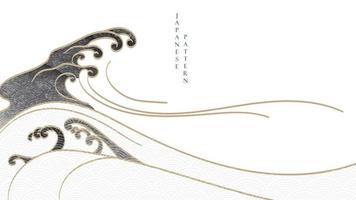 Japanese background with hand drawn wave pattern vector. Oriental line decoration banner design with abstract art elements in vintage style. vector