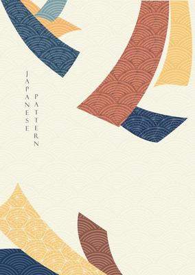 Chinese background with ribbon decoration pattern vector. Oriental template design with geometric banner in vintage style.