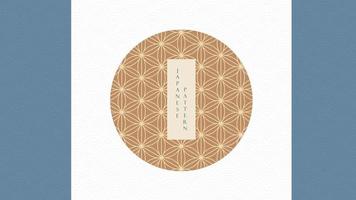 Japanese background with geometric decoration pattern vector. Oriental banner design with line art elements in vintage style. vector