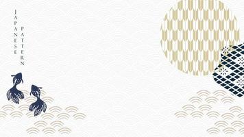 Japanese background with wave pattern vector. Oriental banner design with abstract art geometric decoration in vintage style. vector