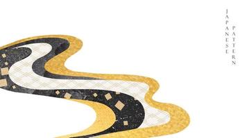 fondo japonés con vector de decoración de onda de arte abstracto. patrón geométrico con diseño de banner de textura dorada en estilo vintage.