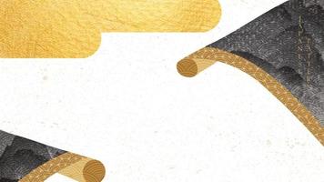 Chinese background with Asian vintage pattern vector. Paper roll elements with gold and black texture. Hand drawn wave pattern  banner in vintage style. vector