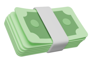 Icono de pila de billetes 3d aislado. movimientos económicos o concepto de finanzas empresariales, ilustración 3d png