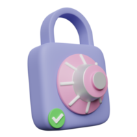 3d padlock, key icon with password insecure isolated. security data protection, minimal concept, 3d render illustration png