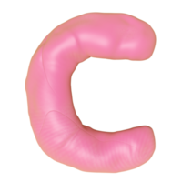 C letter logo design from plasticine isolated. pink C clay toy icon template elements concept, 3d illustration render png