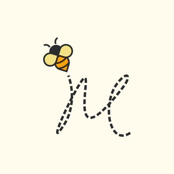 m inicial abeja voladora vector
