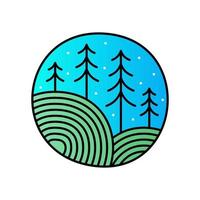 Mono line landscape Logo vector