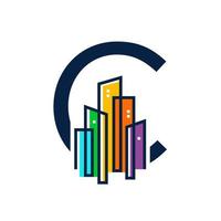 Initial C Colorful City vector