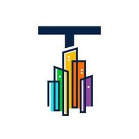 Initial T Colorful City vector