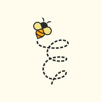 e inicial abeja voladora vector