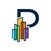 Initial P Colorful City vector