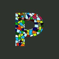 logotipo de mosaico p inicial vector