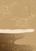 Japanese background with hand draw wave vector. Oriental banner design with ocean sea template in vintage style. vector
