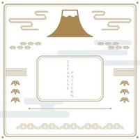 Japanese template with Asian tradition icon and symbol vector. Fuji mountain with geometric background. vector