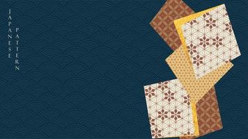 Japanese background with geometric pattern vector. Asian elements with wave banner design in vintage style. vector