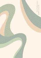 Abstract art background with geometric pattern vector. Curve and wavy elements with Japanese banner design in vintage style. vector