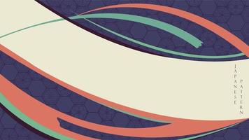 fondo japonés con vector de patrón geométrico. banner de arte abstracto con elementos de curva en estilo vintage.