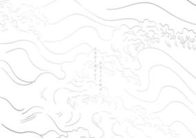 Abstract landscape background with white and grey line pattern vector. Japanese hand drawn wave  with natural art template. Banner design and wallpaper in vintage style. vector