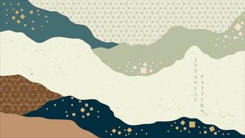 Japanese background with abstract landscape art banner design vector. Geometric pattern in vintage style. vector