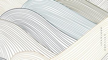 fondo de arte de paisaje abstracto con vector de textura de patrón de línea. decoración japonesa de olas dibujadas a mano con elementos geométricos en estilo vintage.