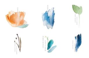 fondo de arte abstracto con vector de patrón de onda japonés. decoración de textura de pincel de pintura acuarela con diseño de póster acrílico de arte.