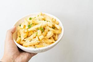 French fries. potato chips. Bowl with fresh cooked french fries potato chips. appetizing. copy space for text. photo