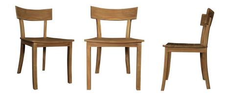 3 Set of wooden chairs, for outdoor and indoor in retro style isolated on white background photo