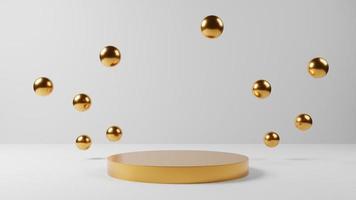 abstract minimal gold pedestal or podium display, golden empty stand for product showcase,3D rendering photo