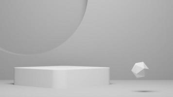 minimal white pedestal or podium for product showcase, monochrome empty stand for display, 3D Rendering photo