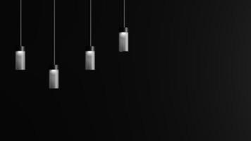 minimalist shining led pendant lamp, cylinder LED light isolated on black background, 3D rendering photo