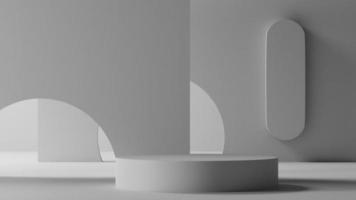 geometry white pedestal or podium, blank stage for product showcase, 3D display rendering photo