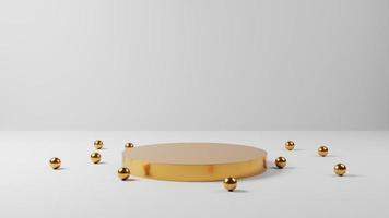 abstract minimal gold pedestal or podium display, golden empty stand for product showcase,3D rendering photo