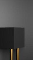 pantalla de pedestal o escenario en blanco minimalista abstracto, soporte vacío negro de retrato 3d para publicidad. foto