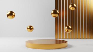 abstract minimal gold pedestal or podium display, golden empty stand for product showcase,3D rendering photo