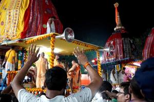 1st July 2022, Kolkata, West Bengal, India. Devotes showing gratitudes during kolkata rath yatra photo