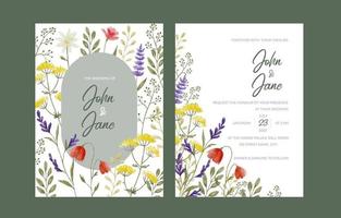 Watercolor Wild Flower Wedding Invitation vector