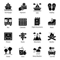 Pack of Tourism Glyph Vector Icons