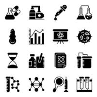 paquete de iconos de vector de glifo de educación bioquímica