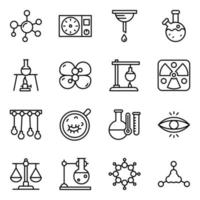 paquete de iconos de vector de línea de experimento de química