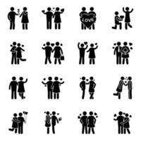 Pack of Love and Wedding Glyph Vector Icons