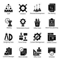 IT Workplace Glyph Vector Icons